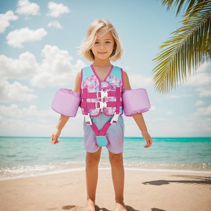 Gogokids Swim Vest for Kids Learn to Swim, Toddler Floaties Fit 20-50 lbs Girls & Boys, Buoyancy Jacket Swimming Aid with Duel Adjustable Safety Strap and Padded Crotch Straps