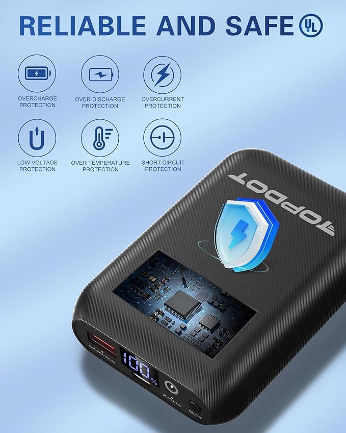 𝟕.𝟒𝐕 𝟏𝟔𝟎𝟎𝟎𝐦𝐀𝐡 Heated Vest Battery Pack Compatible with ORORO and Venustas, NORSENN, Portable Power Bank with LED Display for 𝟓𝐕 USB heated Vests Jacket Camping Chair Blanket(NOT for 12V）