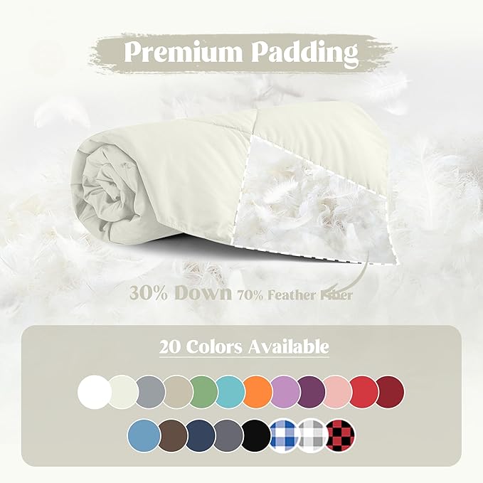 puredown® Soft Feather Down Throw Blanket Lightweight Packable Couch Throw for Indoor and Outdoor Use, 50"X70", Ivory