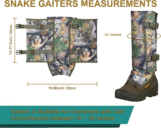 QOGIR Snake Gaiters for Hunting: Durable Snake Guards, Snake Gaiter Leggings for Men & Women, Snake Bite Protection for Lower Legs, Snake Proof Gaiters with Adjustable Size