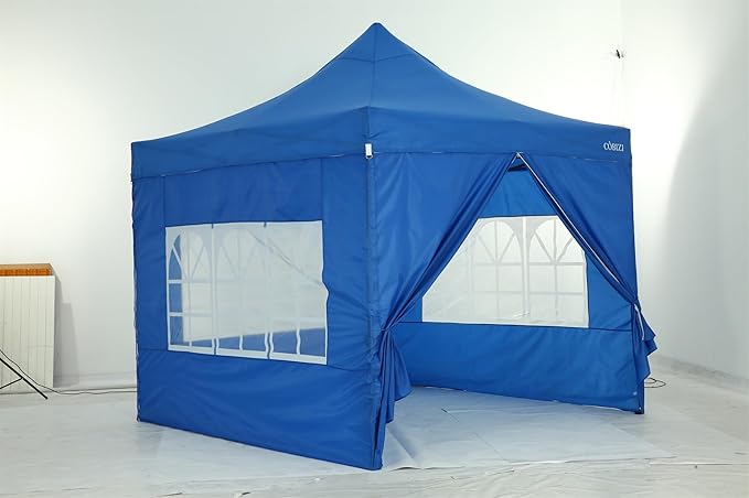 COBIZI 10x10 Pop Up Canopy with 4 Sidewall,Heavy Duty Canopy UPF 50+ All Season Wind Waterproof Commercial Outdoor Wedding Party Tents for Parties Canopy Gazebo with Roller Bag (10 x 10 ft Black)