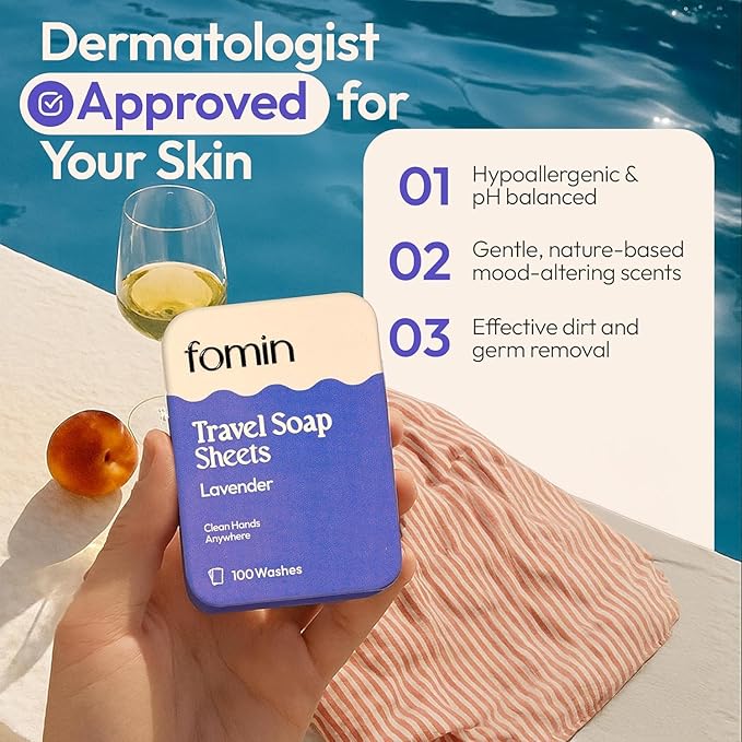 FOMIN - Antibacterial Paper Soap Sheets Tin for Traveling - (300 Sheets) Variety Pack - Portable Travel Hand Soap Sheet, Dissolvable Mini Camping Hand Soap for Hand Washing