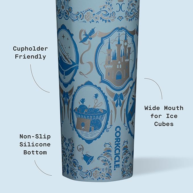 Corkcicle Disney Princess Sport Canteen - Keeps Drinks Cold for 25 Hours - Triple-Insulated Stainless Steel - Screw-On Cap - Summer Drinkware Gift - Keeps Drinks Ice Cold - 20 oz - Cinderella