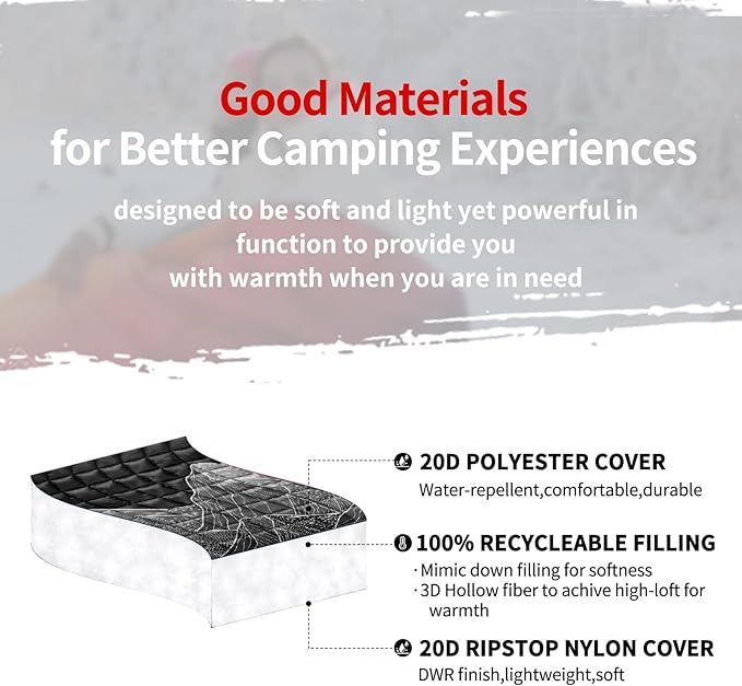 zzlamb Camping Blanket, Outdoor Lightweight Travel Blanket Puffy Portable Down Alternative, Windproof Warm Cloak with Snaps, Cozy Quilt Backpacking Picnic RV Plane Car Hammock Beach Climbing