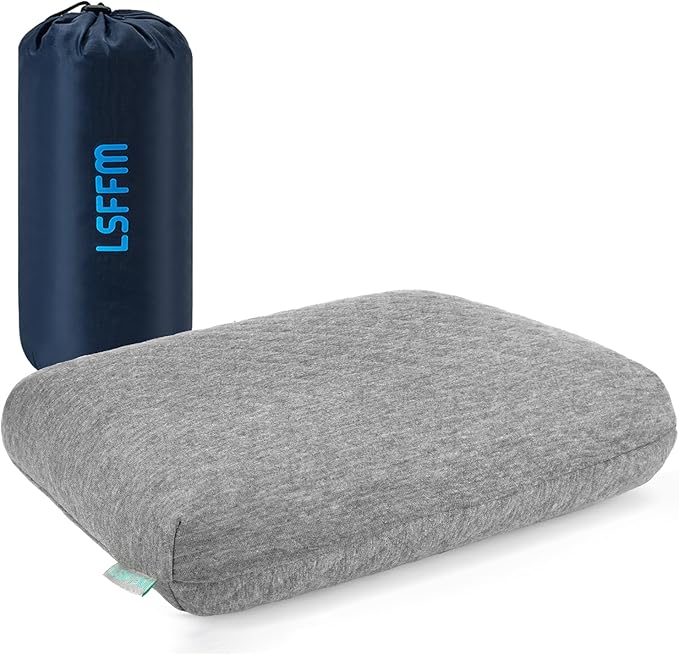 Travel & Camping Memory Foam Pillow, Travel Essentials, Hammock Pillows with Double-Layered Pillow Cover, Easy to Clean, Compact Travel Pillows for Sleeping (Grey)