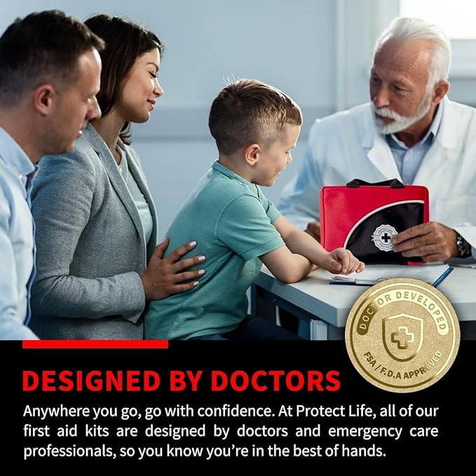 Protect Life Survival First Aid Kit for Home/Business, Camping Survival Kits | Mini Travel First Aid Kit | Camping Equipment | Small Kits for Car | Outdoor Emergency Survivals Pack - 160pcs