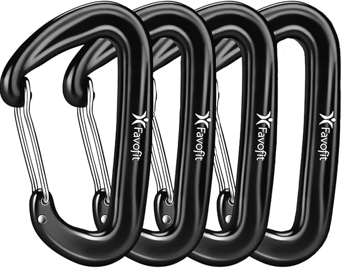 12KN Heavy Duty Carabiner Clips - Favofit 3.2'' Small Carbineers for Hiking Camping Hammocks Keys Keychains Dog Leashes - Ideal for Outdoor Enthusiasts
