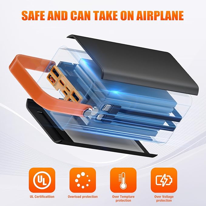 Portable Power Bank Station 99Wh Outdoor Generator LCD Display Backup Phone Battery Pack Portable PD Fast Charger for Laptop Cellphone Travel Camping Home Use with Full Flashlight