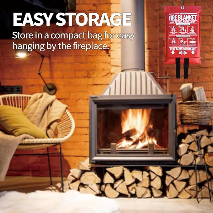 Fire Blanket,47" x 71",Fiberglass Fire Blanket for Camping and Fire Fighting Shelters