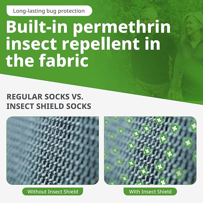 Lightweight Hiking Socks With Permethrin Bug Repellant - Protective Clothing for Men & Women