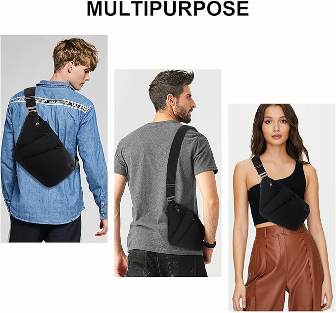 Anti Theft Crossbody Bags Sling Bag for Women Men Waterproof Wander Bag for Sports and Travel. (1.0Black, Large)