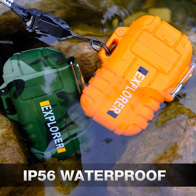 2 Pack Waterproof Outdoor Lighter Plasma Windproof Torch Lighters Dual Arc Lighters Electric USB Rechargeable Lighter Flameless EDC Camping Adventure Survival Tactical Gear