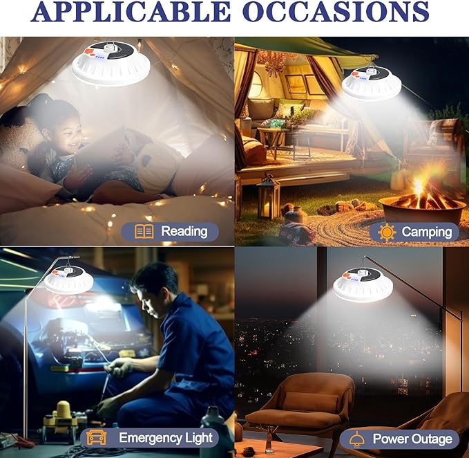 2 Pack Solar Camping Lantern with Remote 4000LM Rechargeable Hanging Light Portable LED Camping Lights IPX4 Waterproof Tent Lights Solar Lanterns for Power Outages, Emergency, Hurricane