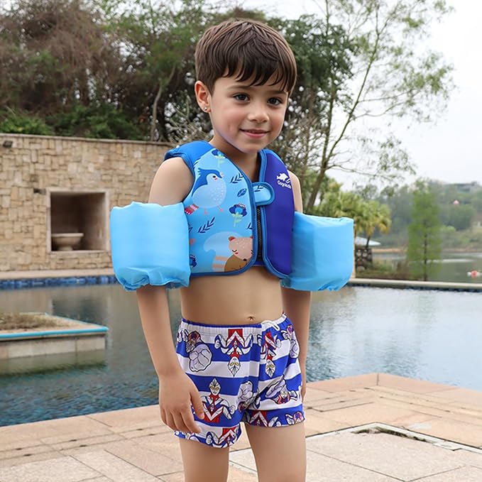 Gogokids Toddler Swim Vest, Kids Floaties for 20-50 lbs Girls & Boys, Buoyancy Jacket Swimming Aid with Water Wings for 2-6 Years, Pool/Beach