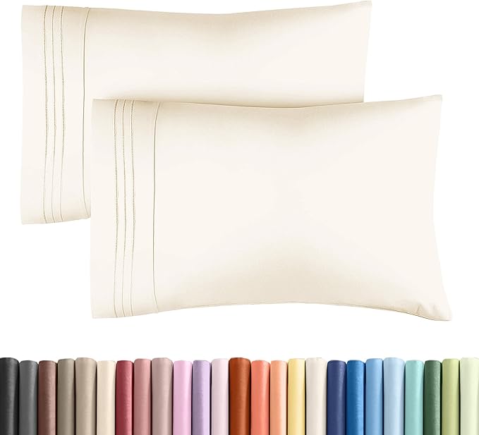 King Pillow Cases Set of 2 - Ultra Soft Hotel Quality Pillowcase Covers - Luxury Comfy Bedding for Women, Men, Kids and Teens - Machine Washable Pillow Protectors - 2 Pieces Set - King Size Off White
