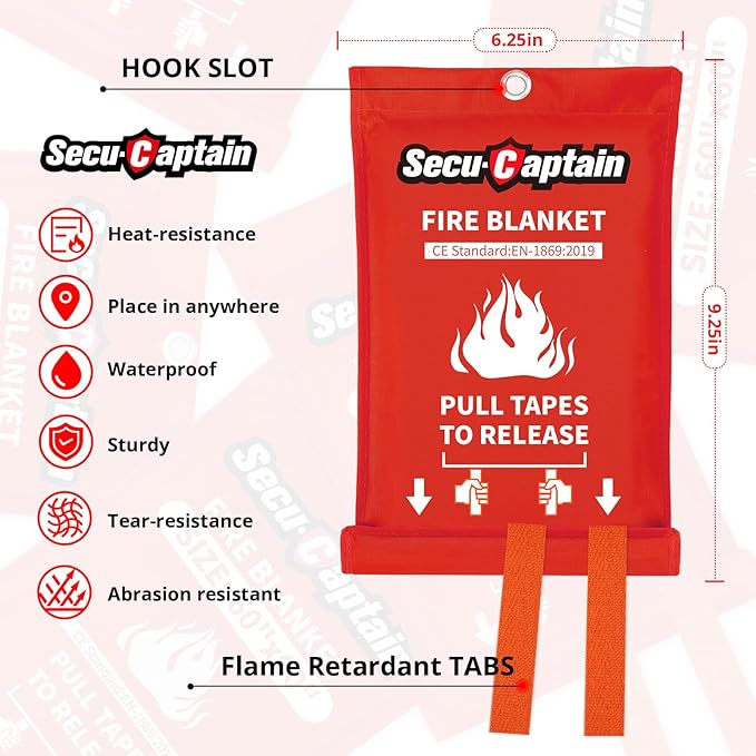 SecuCaptain Emergency Fire Blanket for Home and Kitchen - 20 Pack 40"x40" Flame Suppression Fiberglass Fire Blankets for House Camping Car Warehouse Office Emergency Survival Safety