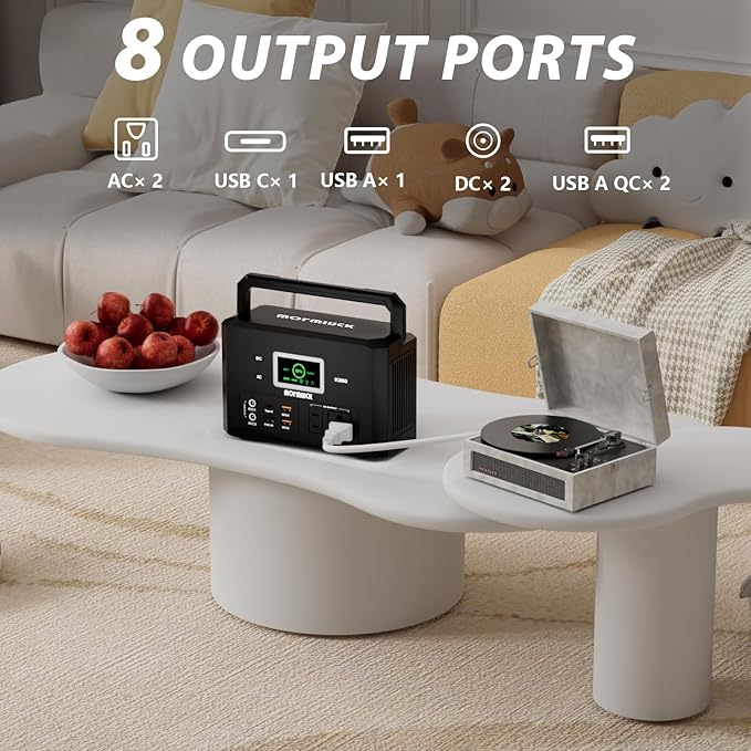 200W Portable Power Station (400W Peak), mormluck 118Wh Solar Generators with 110V/200W AC Outlet（NO SOLAR PANEL）, 32000mAh Lithium Battery for Home Backup, Outdoor Adventures, and RV Emergencies
