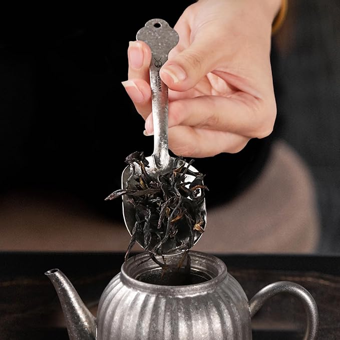 Shovel Spoon Titanium Reuseable Dessert Spoon for Ice Cream Tea Coffee Pudding Yogurt (Tea Scoops - Crystallized)