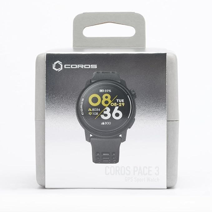 COROS PACE 3 GPS Sport Watch– Lightweight, Comfortable Running Watch, 17-Day Battery Life, Accurate GPS, Heart Rate Monitor, Navigation, Sleep Tracking, Training Plan, Run, Bike, and Ski-Black silicon