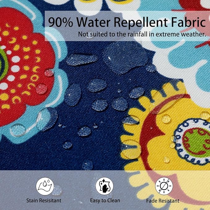 Magpie Fabrics Pack of 2 Outdoor Waterproof Lumbar Rectangular Throw Pillow with Insert 12x20 Inch, Home Decorative Toss Cushion for Patio Garden Car Office (Floral Navy)