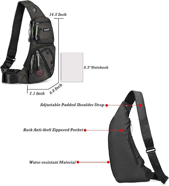 NICGID Sling Bag Chest Shoulder Backpack Crossbody Bags Casual Daypack for Men Women