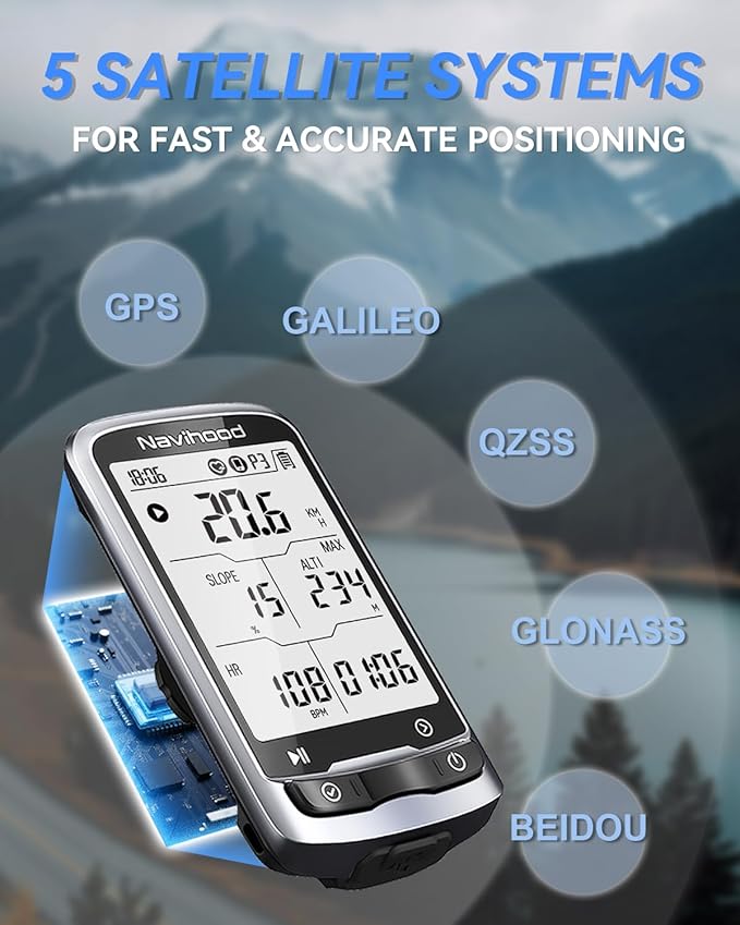 L4 Entry Level GPS Bike Computer Wireless, Laminated 2.3" Screen, Ultra Thin and Lightweight Bike Speedometer, IPX7 Waterproof, Bluetooth ANT+ Cycling Computer
