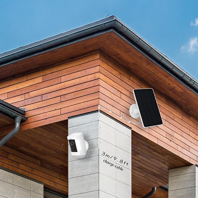 5W Solar Panels for Security Cameras - Compatible with Ring Spotlight Cam(Battery), Ring Stick Up Cam Battery - 9.8 Ft Charging Cable - 1PACK (Not for Spotlight Plus/Pro)