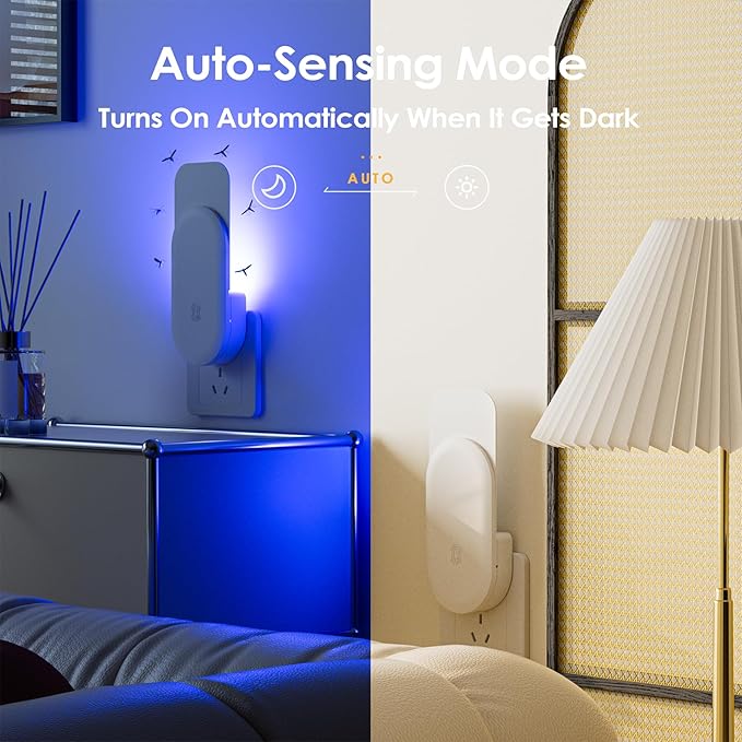 Flying Insect Trap, 2 in 1 Indoor Plug-in Fruit Fly Trap, 2 Trap White and 12 Glue Cards, Fruit Fly Traps for Gnat, Moth, Mosquito, Suitable for Every Part of The Home