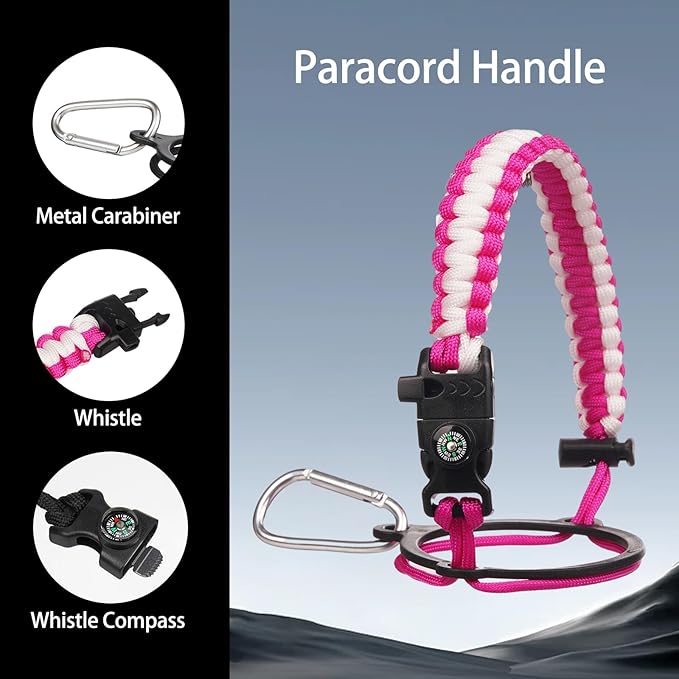 Insulated Water Bottle 40oz,Triple Wall Vacuum Stainless Steel(Dishwasher Safe),Leak Proof & Non-BPA,Flask Jug with Paracord Handle & Straw Spout Lids Sports Sakura