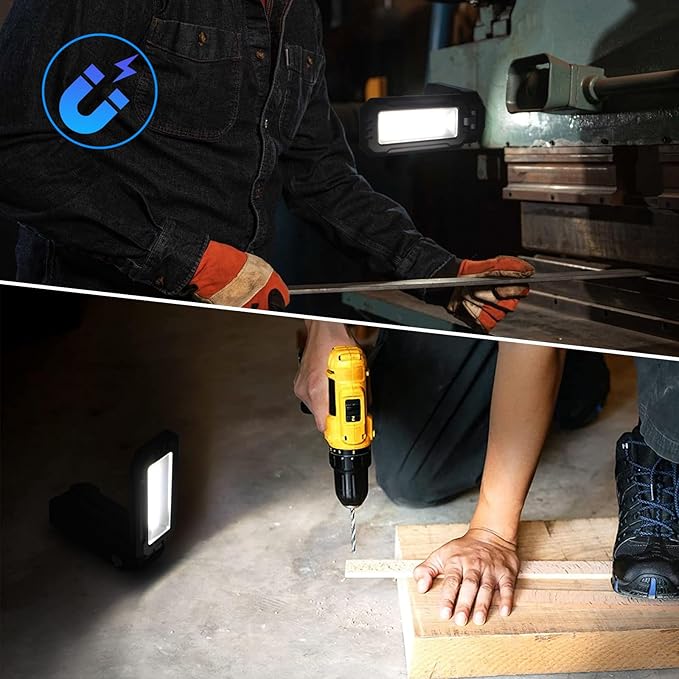 Work Light, Portable LED Work Lights, 7000mAh Rechargeable Camping Lights,1200 Lumens Magnetic Work Light for Job Site,Emergency and Camping (Black)