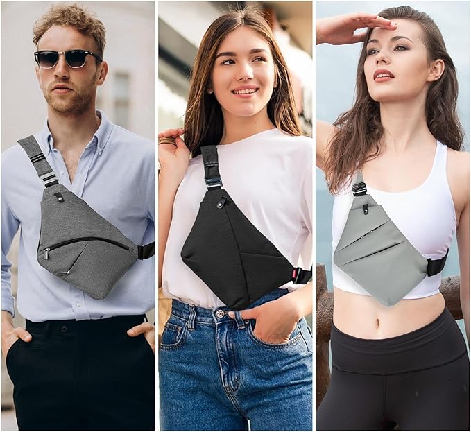 Anti Theft Crossbody Bags Sling Bag for Women Men Waterproof Wander Bag for Sports and Travel. (2.0Grey, Small)