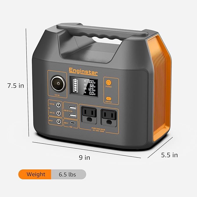EnginStar Solar Generator 300W, 100W Solar Panel, 80,000mAh Portable Power Bank with AC Outlet for Outdoors Camping Emergency Use