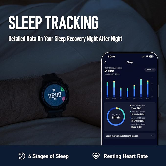 COROS PACE 3 GPS Sport Watch– Lightweight, Comfortable Running Watch, 17-Day Battery Life, Accurate GPS, Heart Rate Monitor, Navigation, Sleep Tracking, Training Plan, Run, Bike, and Ski-Black silicon
