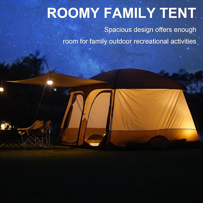 Vidalido Tents，3-4 Person Camping Tent with Extended Vestibule，Weather Resistant Family Tents with Breathable Mesh Windows，Easy Install Waterproof Outdoor Tent for Backpacking and Camping Hiking