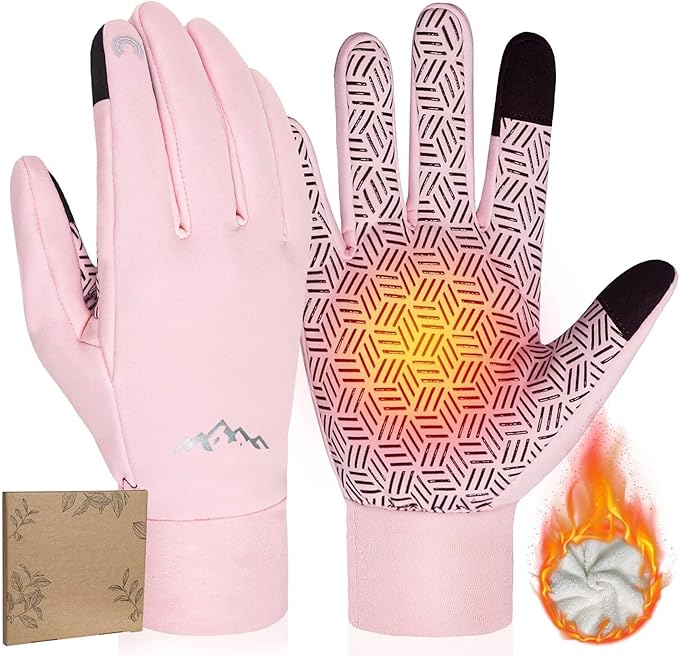 Pixel Panda Winter Gloves for Men Women Warm Touchscreen Gloves for Cold Weather Thin Water-Resistant Windproof Non-Slip Gloves for Cycling, Driving, Running, Hiking