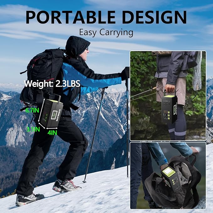 Portable Power Station 127W (Peak 150W),88.8Wh Solar Generator(Solar Panel Optional), Power Supply with 110V AC Outlet, 1*Type-C, 2*QC3.0, Solar Powered Generator for Emergency Backup, Camping