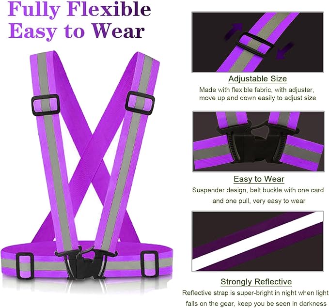 Reflective Vest Running Gear, 2Pack High Visible Safety VES for Cycling Jogging Running Walking, Adjustable for Men Women Kids