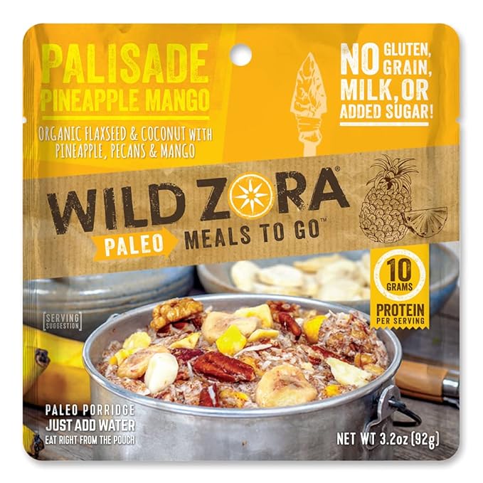 Wild Zora Paleo Freeze Dried Meals for Backpacking & Camping - Healthy Gluten Free & Grain Free Camping Meals/Backpacking Food + No Added Sugar - Great for Travel (Palisade Pineapple Mango 2-pack)