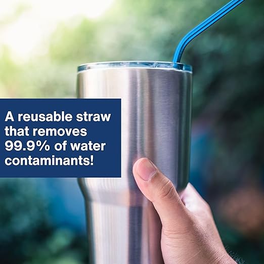 Campbell Ultrafiltration+ On the Go Filter Straw - Reusable, Dishwasher Safe for Hiking, Camping, Travel - Removes 99.9% Water Contaminants, Compatible with Most Mugs, Tumblers, or Most Bottles