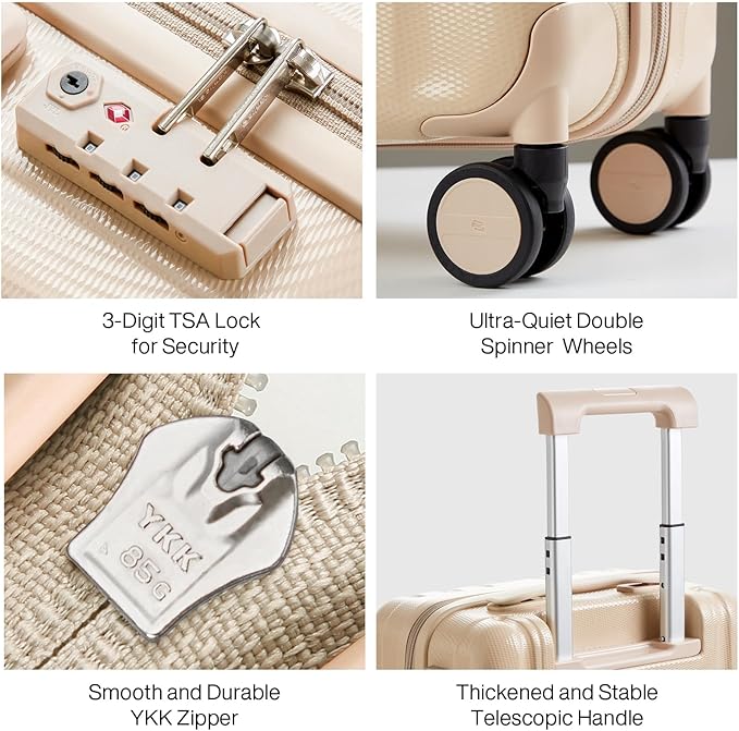 Hanke 20/29 Inch Carry On Luggage Sets 2 Piece Hard Shell Suitcases with Spinner Wheels Extra Large Travel Luggage Rolling Suitcase for Travel Nestable Storage（Cuba Sand）