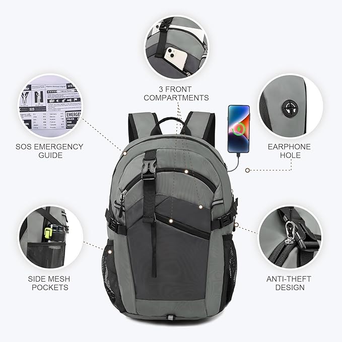 Small Hiking Backpack for Women Men 20L Lightweight Travel Backpack with Phone Pocket Waterproof Daypack for Women Men