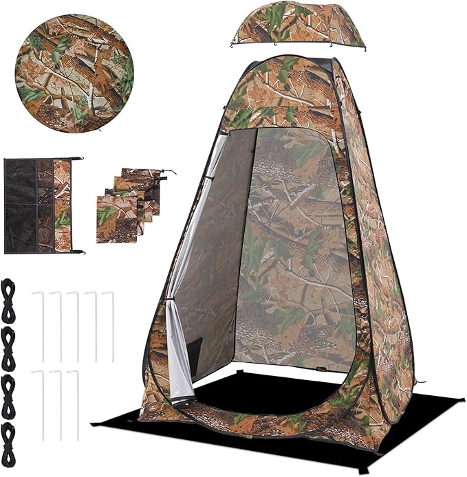 BRIAN & DANY Pop Up Shower Tent, Portable Privacy Camping Changing Tent, Camp Toilet Bathroom Pod with Rain Shelter & Windows, UPF 50+ & Waterproof, 47.2" x 47.2" x 74.8"