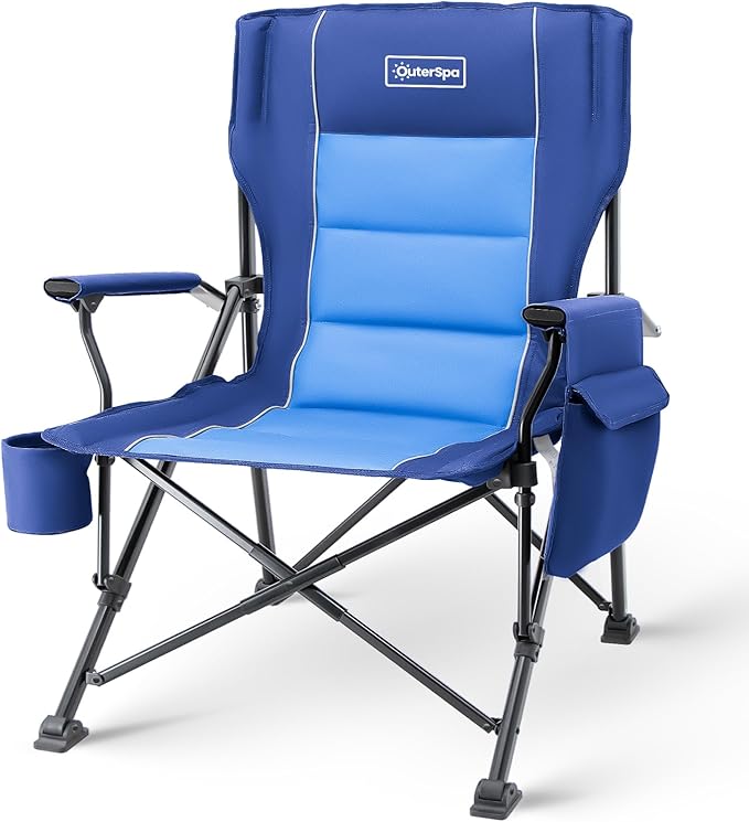 Oversized Folding Camping Chairs for Adults Heavy Duty, Support 500lbs Big and Tall High Back Camping Chairs for Heavy People Padded Lawn Chairs Camp Chairs for Patio,Beach,Camp,Lawn,Outdoor