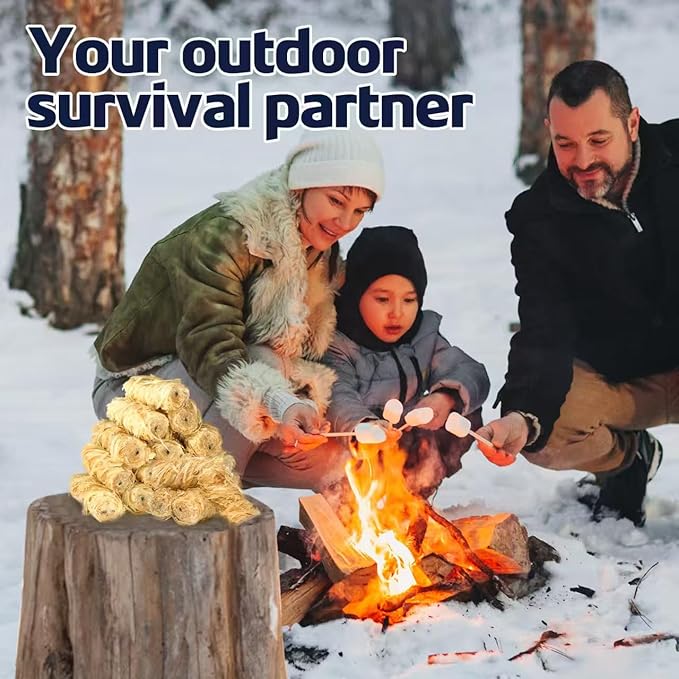 Fire Starter 36Pcs - Extra Long 12min Natural Fire Starters for Grill, Fireplace, Camping & Survival Kit | Waterproof, Odorless, Safe for BBQ/Pizza Oven/Chimney (Indoor & Outdoor)