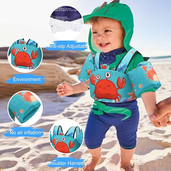 Toddler Floaties Kids Swim Vest for 22-66 Pounds Boys-Girls Water Wings Kids Pool Floaties for 2-6 Years Old Child Swim Learning Trainning