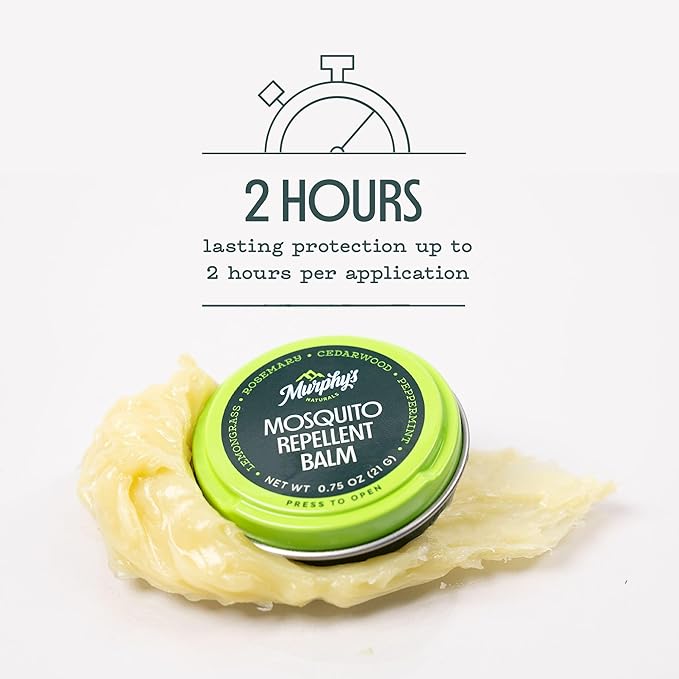 Murphy's Naturals Mosquito Repellent Balm for Outdoor Patio, Hiking, Camping, Plant-Based with Cedarwood, Lemongrass & Rosemary, DEET-Free, 0.75 oz