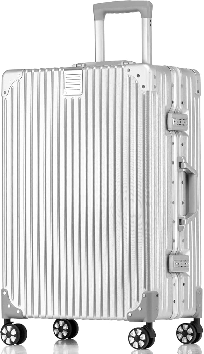 HotWay 24 Inch Checked in Luggage with Aluminum Frame,PC Hard Shell Suitcase with Spinner Wheels and TSA Lock, Large Suitcase for Travel