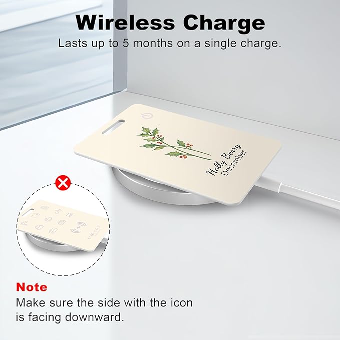 Wallet Tracker Card (iOS Only), Rechargeable Bluetooth Smart Tracking for Apple Find My Compatible Anti Tracker for Men Women Slim Item Locator for Purse Passport Key Luggage Tag (1Pcs/DEC FLR)
