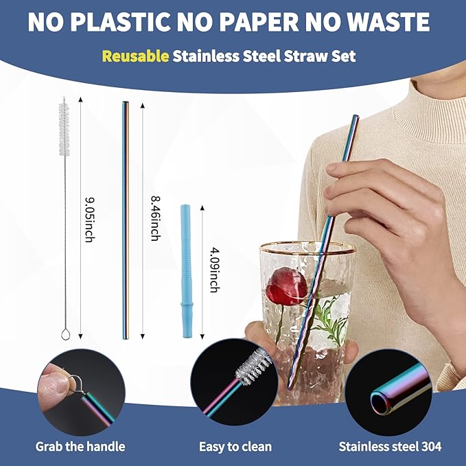 Travel Utensils with Case,Reusable Utensils,Portable Travel Camping Cutlery Set,Stainless Steel Flatware Set,Lunch Boxes Workplace Camping School Picnic (Rainbow)