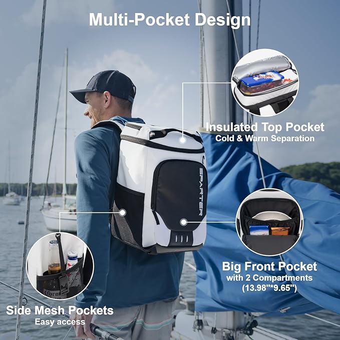 Backpack Cooler Insulated Leak Proof 33/49 Cans, 2 Insulated Compartments Thermal Bag, Portable Lightweight Beach Travel Camping Lunch Backpack for Men and Women